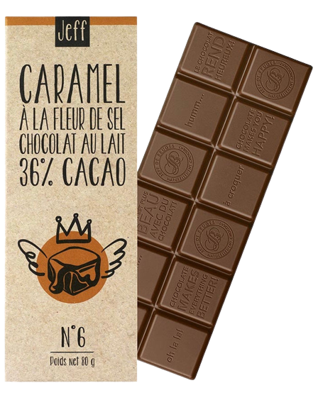 Tabuľková čokoláda N°6 Mliečna 36 % čokoláda a slaný karamel 80 g