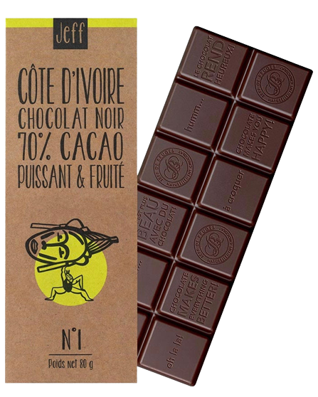 Tabuľková čokoláda N°1 Tmavá 70 % čokoláda z kakaa z Pobrežia Slonoviny 80 g