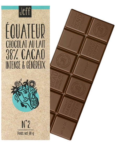 Tabuľková čokoláda N°2 Mliečna 38 % čokoláda z kakaa z Ekvádoru 80 g
