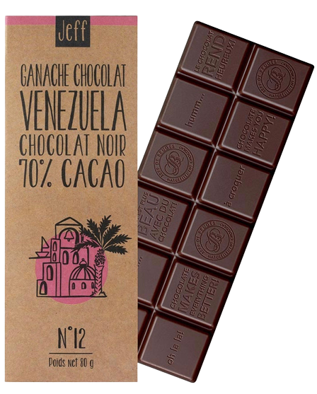 Tabuľková čokoláda N°12 Tmavá 70 % čokoláda s ganážou z kakaa z Venezuely 80 g